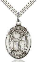 Sterling Silver St. Valentine Oval Medal Pendant Necklace by Bliss