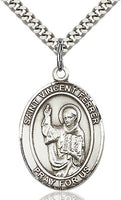 Sterling Silver St. Vincent Ferrer Oval Medal Pendant Necklace by Bliss