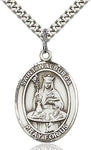 Sterling Silver St. Walburga Oval Patron Medal Pendant Necklace by Bliss