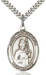 Sterling Silver St. Wenceslaus Patron Oval Medal Pendant Necklace by Bliss