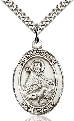 Sterling Silver St. William Oval Medal Pendant Necklace by Bliss