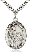 Sterling Silver St. Zachary Oval Medal Pendant Necklace by Bliss
