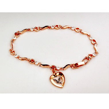7.5" Cyrstal Stone Bracelet with Rose Gold Holy Spirit Dove in Heart Charm - Confirmation Gift!