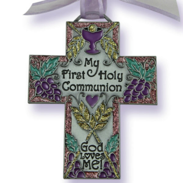 First Holy Communion Metal Wall Cross God Loves Me MC113 CA Gift
