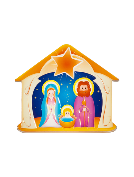 Nativity 4" Wood Plaque - Made In Italy Christmas Wall or Tabletop Fars P271